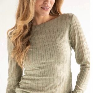 NWT NATURAL LIFE PEARL KNIT LAYERING SWEATER SAGE GREEN